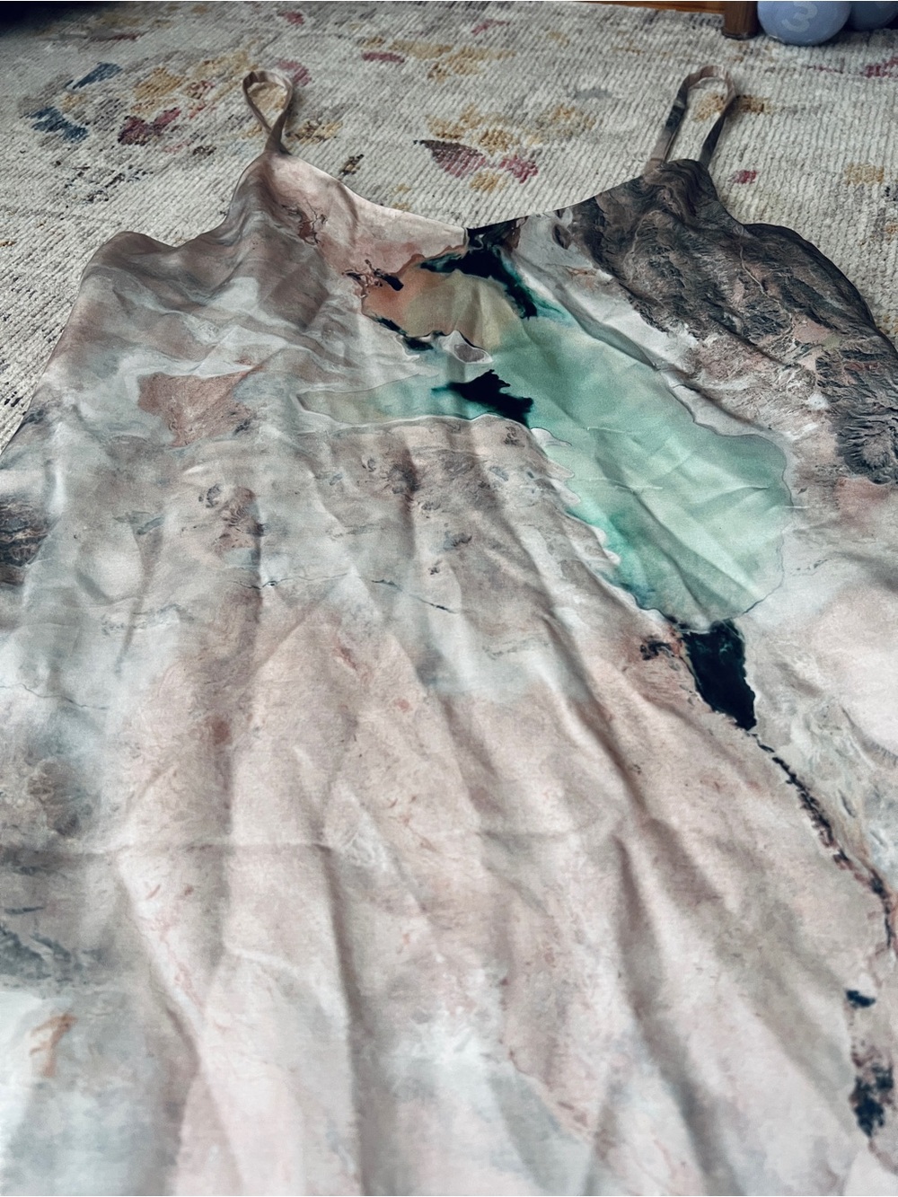 All Saints Blush Pink Marble-Print Slip Dress - Picture 4 of 7